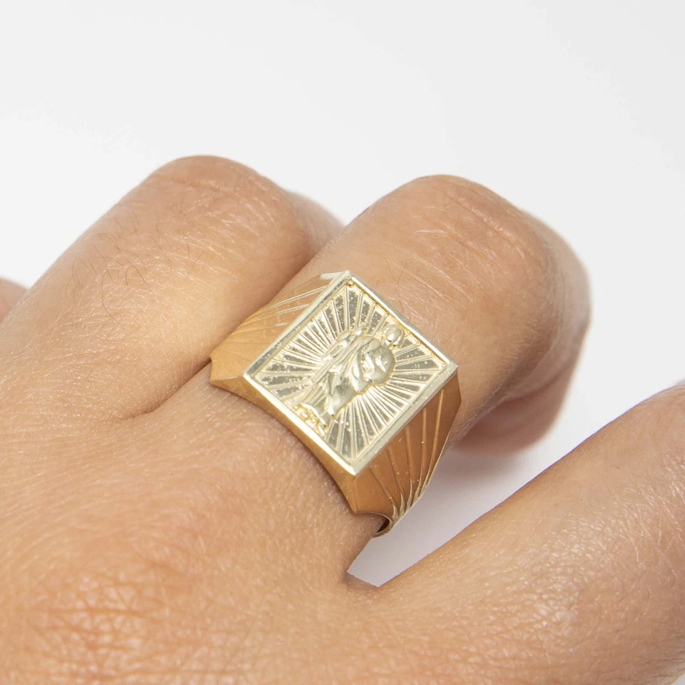 Saint Jude Signet Ring Real Solid 10K Yellow Gold All Sizes - Image 4 of 4