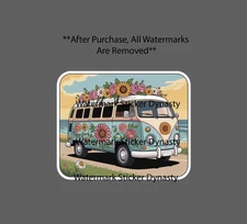 Hippie Bus Sticker Waterproof Decal Floral Flower Travel Retro Vintage Gift NEW