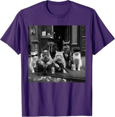 Funny Gangster Cats Street Animal Design Funny Unisex T-Shirt