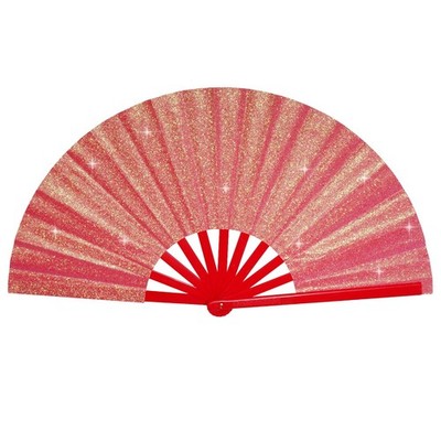 tiggell Large Line Dancing Rave Fans, Popping Clacking Fans for One Size, Red 