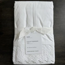 POTTERY BARN EYELET BORDER PILLOW SHAM, (1) EURO WHITE ORGANIC PERCALE