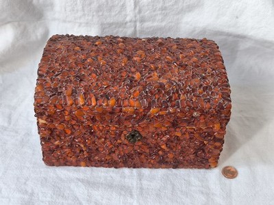 Schöne Bernstein Schatulle Box Sammler Deckeldose Königsberg 18,5 cm  Dekorativ 