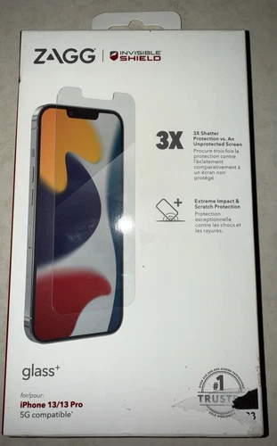 Protector de pantalla Zagg Invisible Shield Glass + iPhone 13/13 Pro NUEVO EN CAJA NUEVO 5G compatible-