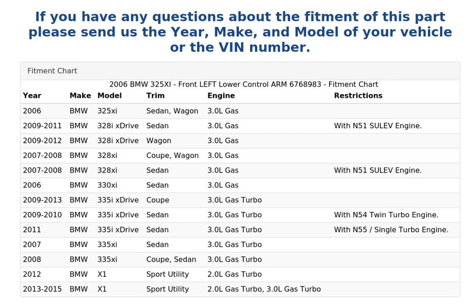 BMW 325XI 2006 - brazo de control inferior delantero izquierdo 6768983 Foto 4 de 4