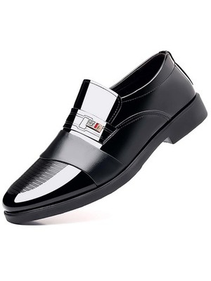 Herren Business Elegant Halbschuhe Slipper Schwarz Mikrofaser Leder Metalldetail Schuhe