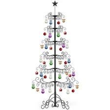 SLSY Metal Ornament Display Tree Stand 6ft 7ft Wrought Iron Christmas Tree Decor