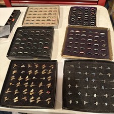 Birthstone / Tuguise. And Inlay Children Rings Box Of 36 Choice
