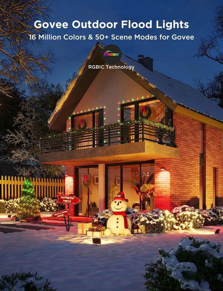 Luces de Inundación Exterior 2, RGBIC Blanco Cálido Frío Luces LED para Decoraciones Exterior Foto 2 de 4