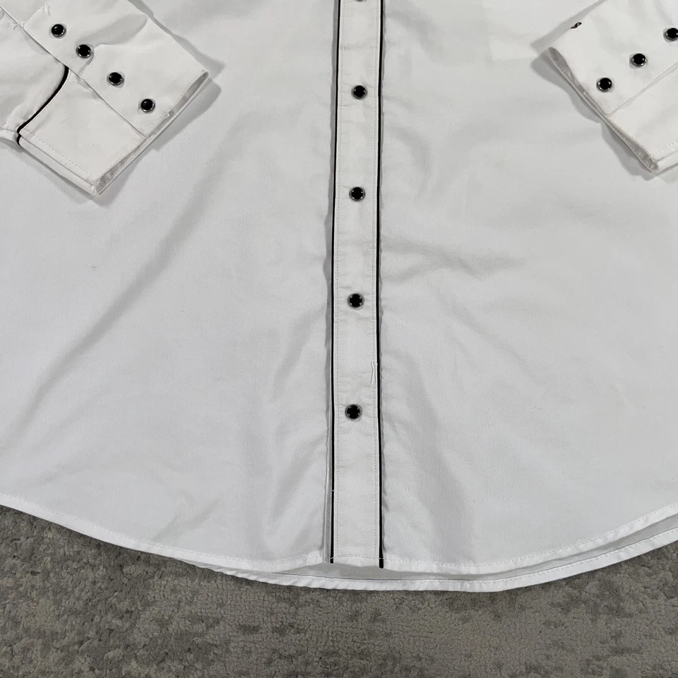 Rangers Legend Shirt Mens 2XL XXL White Brown Western Pearl Snap Smile Pockets - Image 4 of 4