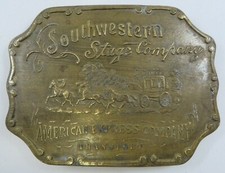 Vtg SOUTHWESTERN STAGE COMPANY Belt Buckle Brass AMERICAN EXPRESS Horse Carriage