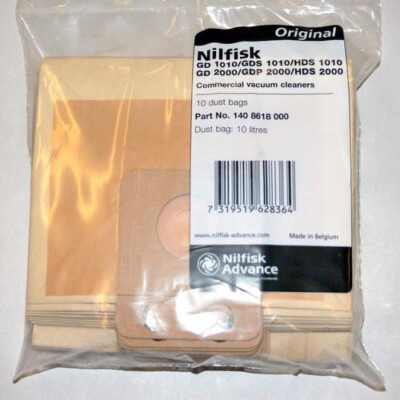 NILFISK BAGS 1408618000 DISPOSABLE 10 PACK FOR GD1010 GENUINE