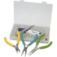 BEADSMITH Mini Travel Craft Tool KIT Set ~ 3 PLIERS + Accessories + Sturdy Case