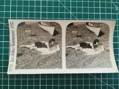 QQ032 Stereofoto Die hübschen Badenden um 1930 Frauen Badeanzug