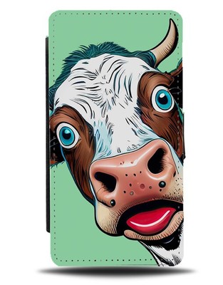 Lustige Klapp-Geldbörse Etui Schock Angst Kühe Gesicht Humorvoll Tier AP75