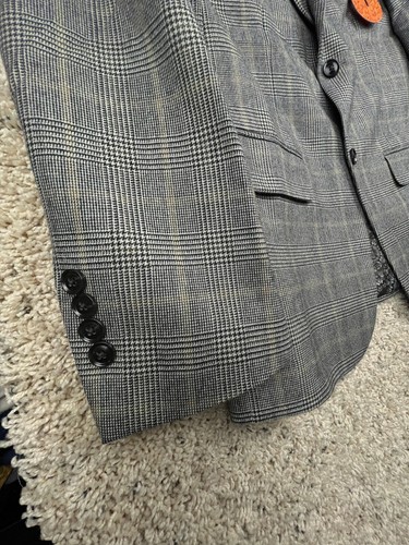 NWT $425 Tallia Wool Blend Suit Size 40R Plaid Beige Lined Single Breasted Men - Picture 7 of 18