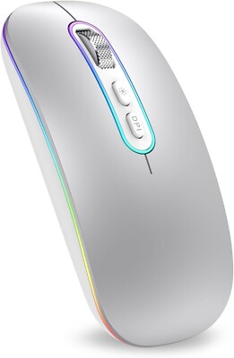 Bluetooth Maus Kabellos Bluetooth 5.1 USB 2,4 GHz LED Dual Mode Aufladbar C302