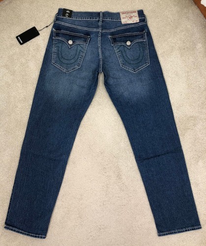 Pantalones de mezclilla ajustados relajados con bolsillo con solapa True Religion Geno SN 32 X 32" medianos otoño nuevos con etiquetas - Imagen 5 de 16