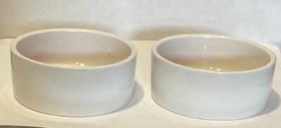 (2) Petco Cat Small Dog White Ceramic Food Bowls Water Dish  3.75  Small NEW