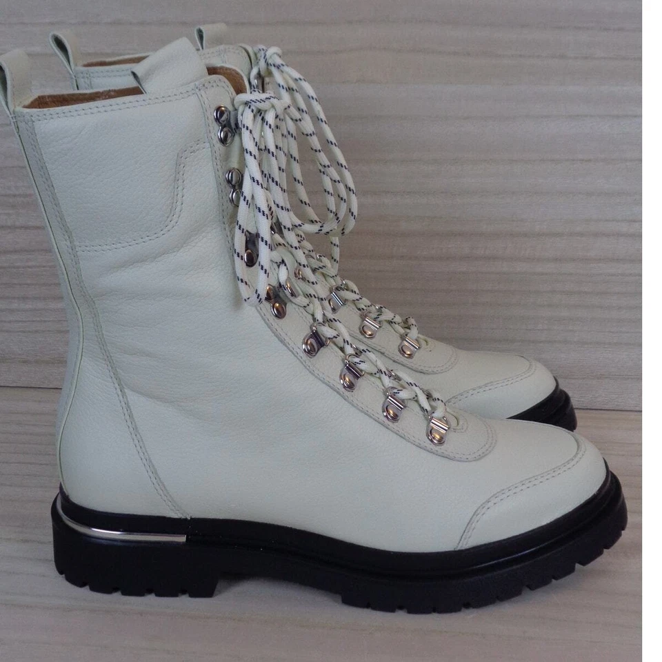 Botas de Senderista Via Spiga Tavvi Cuero Blanco Leche Combate Mujer Talla 8.5 Foto 2 de 4