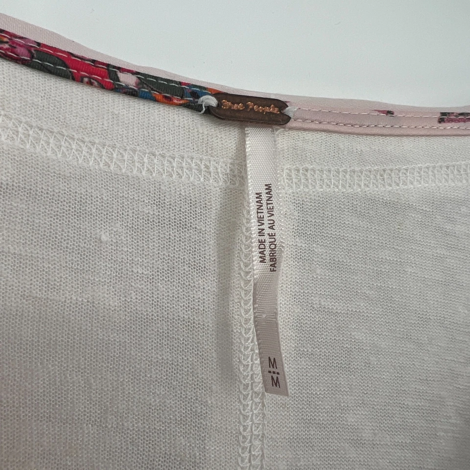 Free People Blouse Womens M Handkerchief Shirt Floral Geometric Scarf Asymmetric - Image 3 of 4