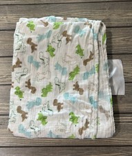 White Green Brown Blue Dinosaur Baby Blanket 47  x 43  