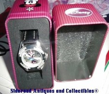 Disney Minnie Mouse Women's Watch White Silver Tone Clear Stones NIB NIP