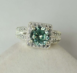 Anillo de boda solitario de diamantes verdes de 3 88 quilates de 8 x 8 mm corte redondo certificado para hombre