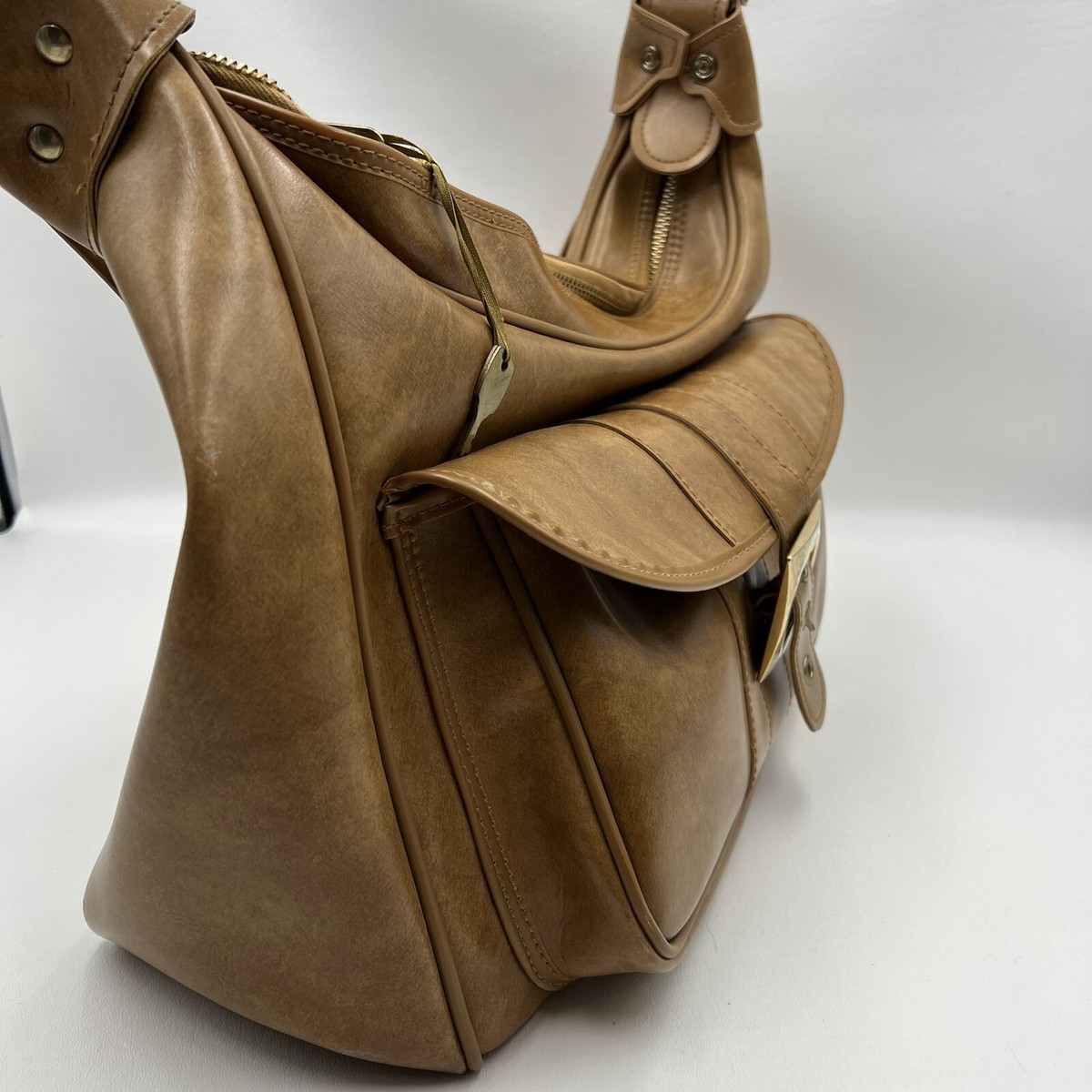 バッグ yukin VTG LEATHER Bag Large Purse LOCK Zipper w Key YKK Zipper 80's 16