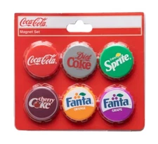Multi Brand Bottlecap Magnet Set  6pc. magnet set.