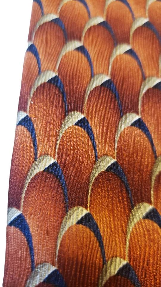 Parisian de J.Z. Corbata Richards para hombre toda seda hecha a mano en América naranja azul Foto 3 de 4