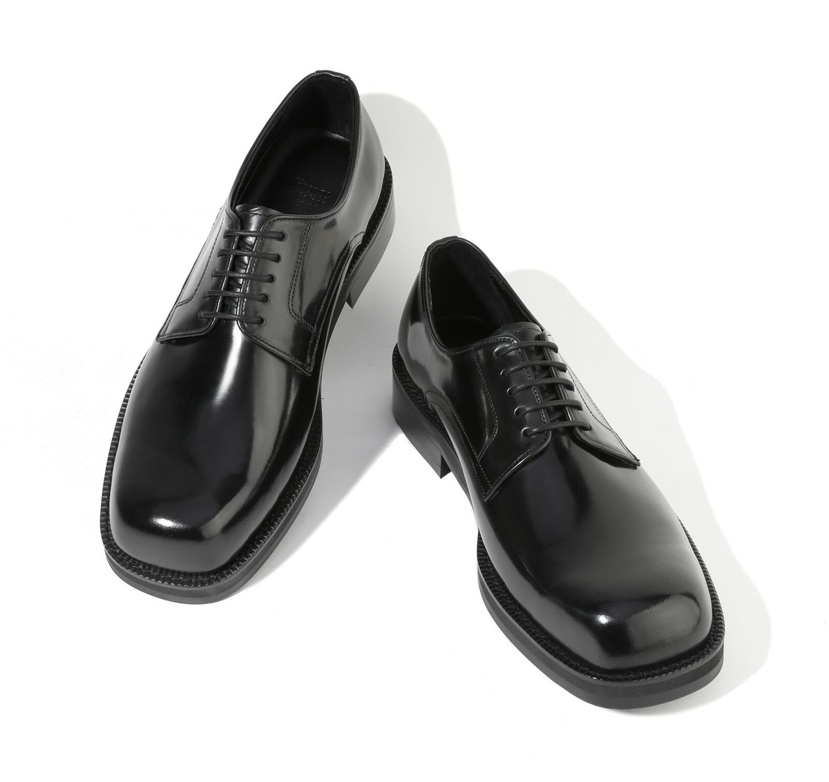 Firenze Atelier Men's Handmade Black Leather Square Toe Oxford