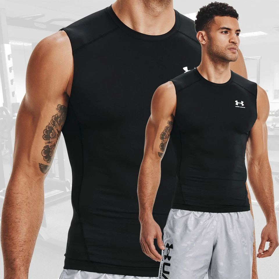 Under Armour Men's UA HeatGear Compression Shirt, Sleeveless, Tank Top 1361522 - Image 2 of 3
