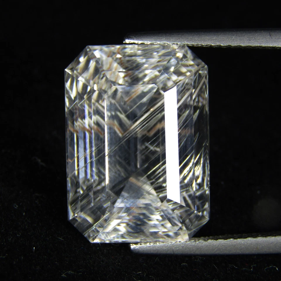 24,85 quilates raro natural increíble topacio blanco corte esmeralda con gema de aguja "VDO" Foto 4 de 4