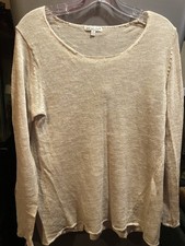 Avalin Womens Beige Linen & Rayon Long Sleeve Sweater Size Medium