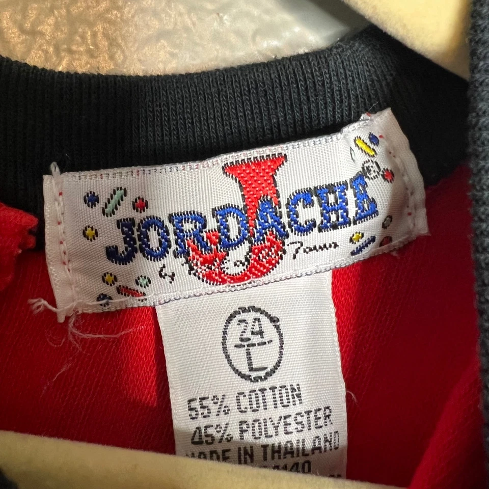 Mameluco Acanalado Jordache Vintage Talla 24 Meses Niño Niña Rojo Azul Marino Foto 2 de 4