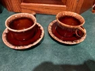 Vintage Hull Pottery Oven Proof USA Drip Glaze Ware Teacup and Saucer Set