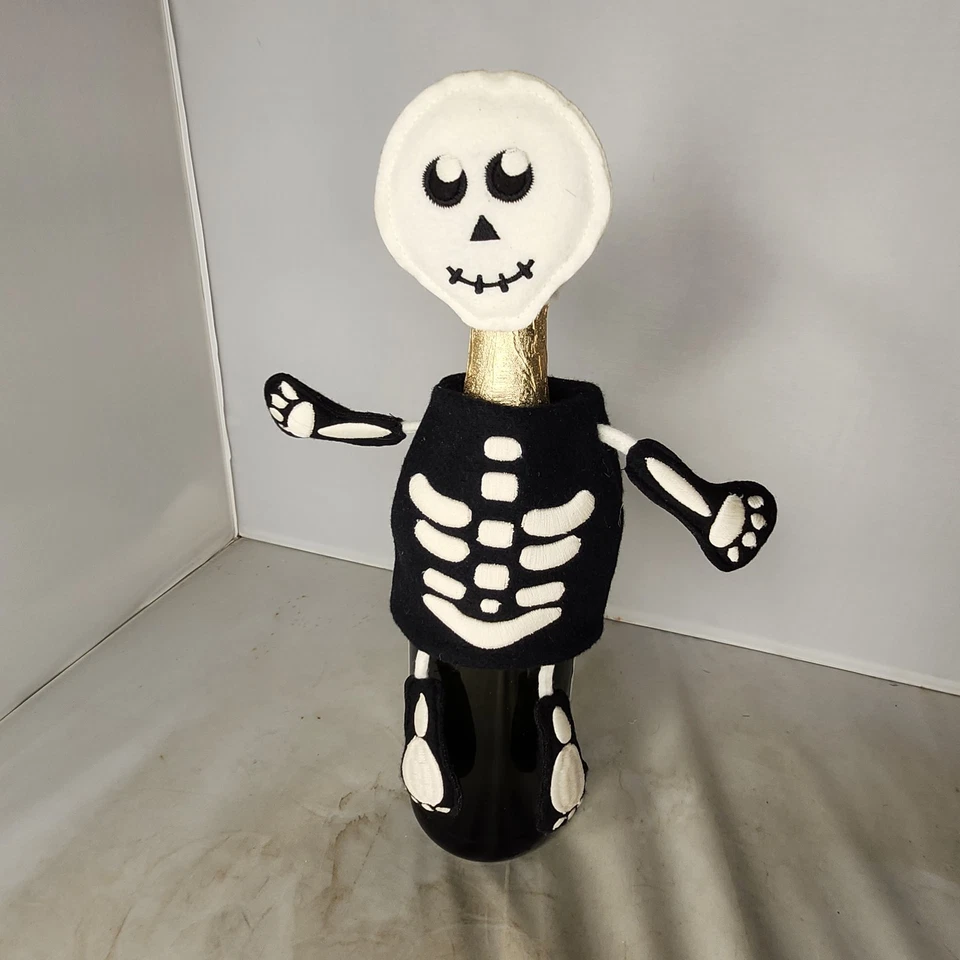 Boneca esqueleto caveira garrafa de vinho capa bolsa figura dia dos mortos decoração Halloween - Imagem 3 de 4