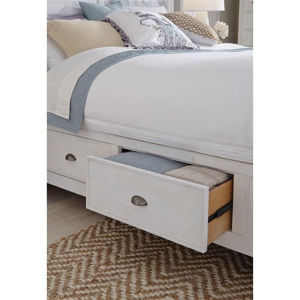Magnussen Heron Cove Soft White Queen Panel Bed with Storage