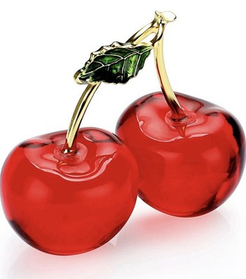 BTSKY Crystal Cherry Figurine Glass Fruit Collectible Art For Christmas Wedding
