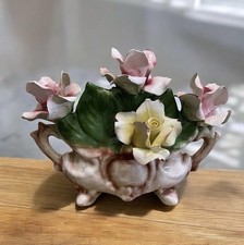 Cesto centrotavola fiori porcellana artigianale Capodimonte vintage - Italia
