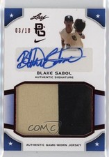 2015 Leaf Perfect Game National Showcase Jersey Red /10 Blake Sabol Auto 3d5