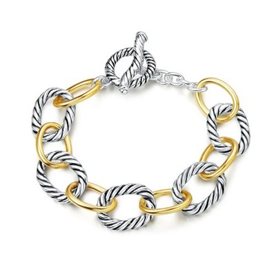 Zweifarbige Kreise Kette Draht Kabel Gliederarmband Frauen verstellbar Geschenk