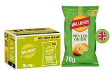 Walkers Crisps Pickled Onion 18x70g Flavor Snacks Free Delivery Fast Dispatch