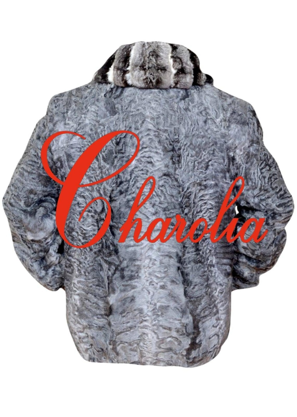 Man's Persian Lamb Fur bomber jacket coat All sizes Real CHINCHILLA fur collar image 4