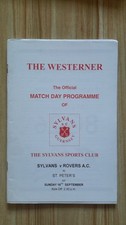 SYLVANS v ROVERS AC GUERNSEY LEAGUE PROGRAMME 16-09-2001=MINT=64 PAGES