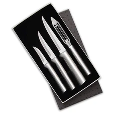 Cutlery 4-Piece Meal Prep Knife Gift Set, Made in USA, Silver Handles