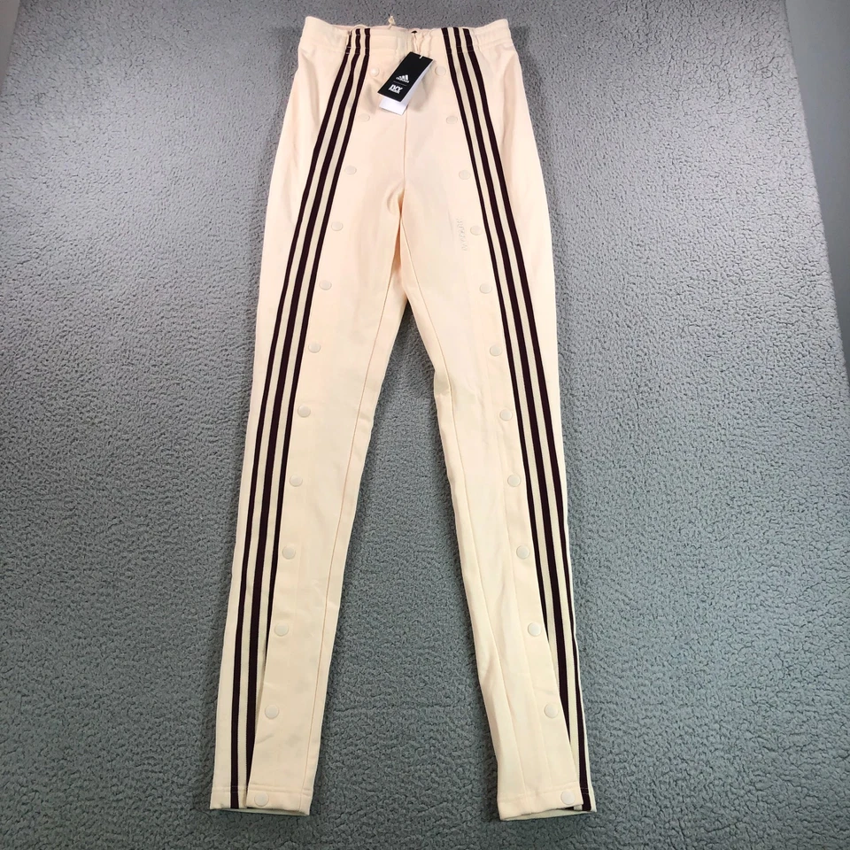 Calça Adidas X Ivy Park Track Feminina Pequena Creme Borgonha Três Listras Snap NOVA - Imagem 2 de 4