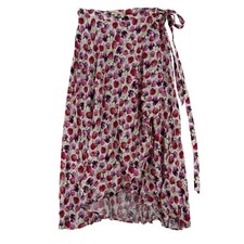 Zara Skirt Womens Large Multicolor Rose Floral Wrap Midi Asymmetrical Hem NWT