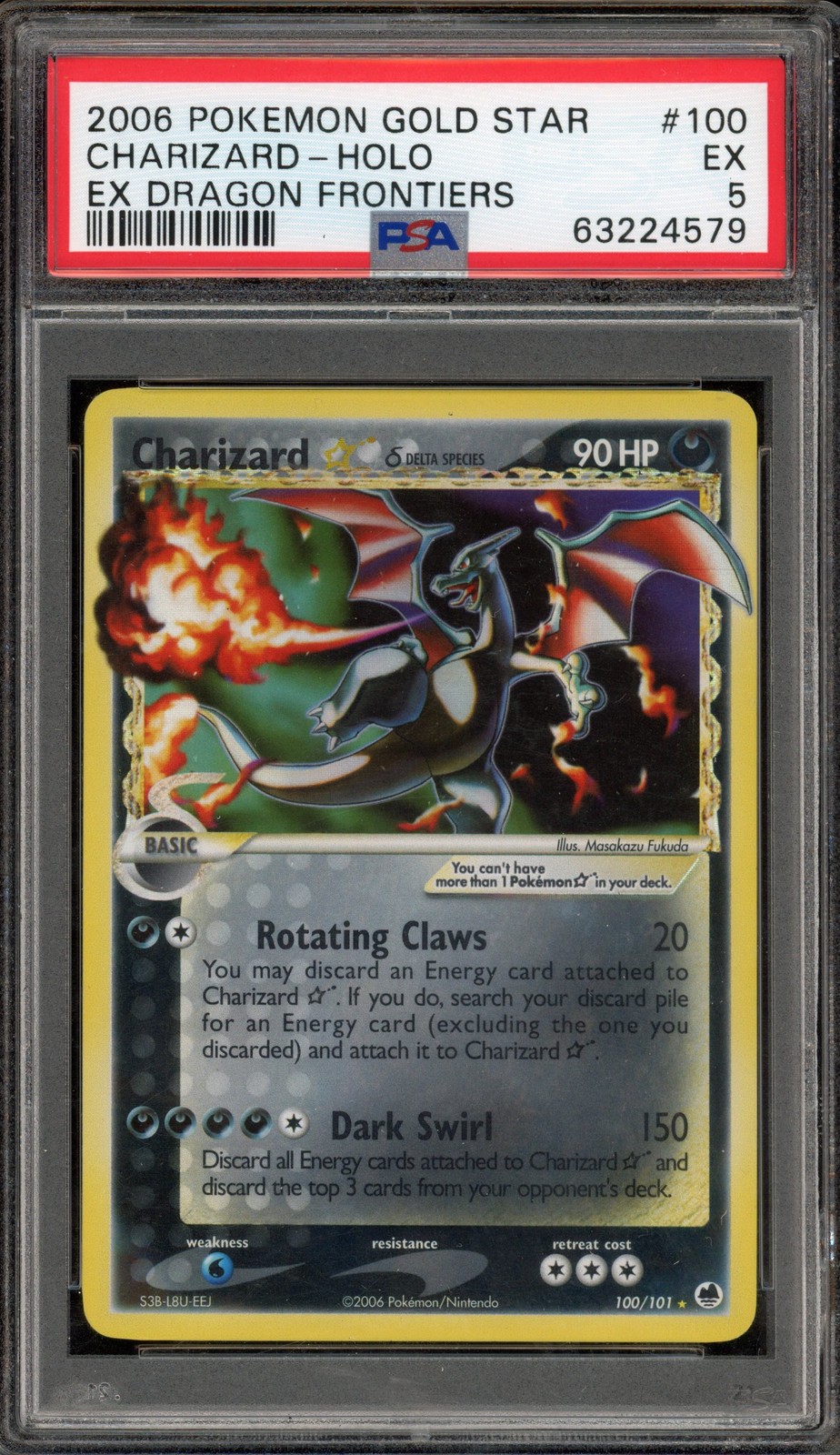 Pokemon Charizard Gold Star EX Dragon Frontiers Holo Ultra Rare #100 PSA 5