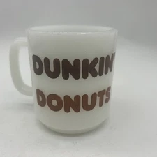1970s Vintage Dunkin' Donuts Mug Glasbake Milk Glass Coffee Cup / Mug 3.5”h